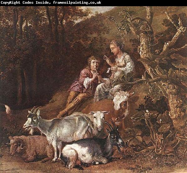 paulus potter Landscape with Shepherdess and Shepherd Playing Flute